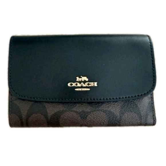 COACH Signature Envelope Wallet F32485 Smoke Black Medium NWT - Picture 11 of 11